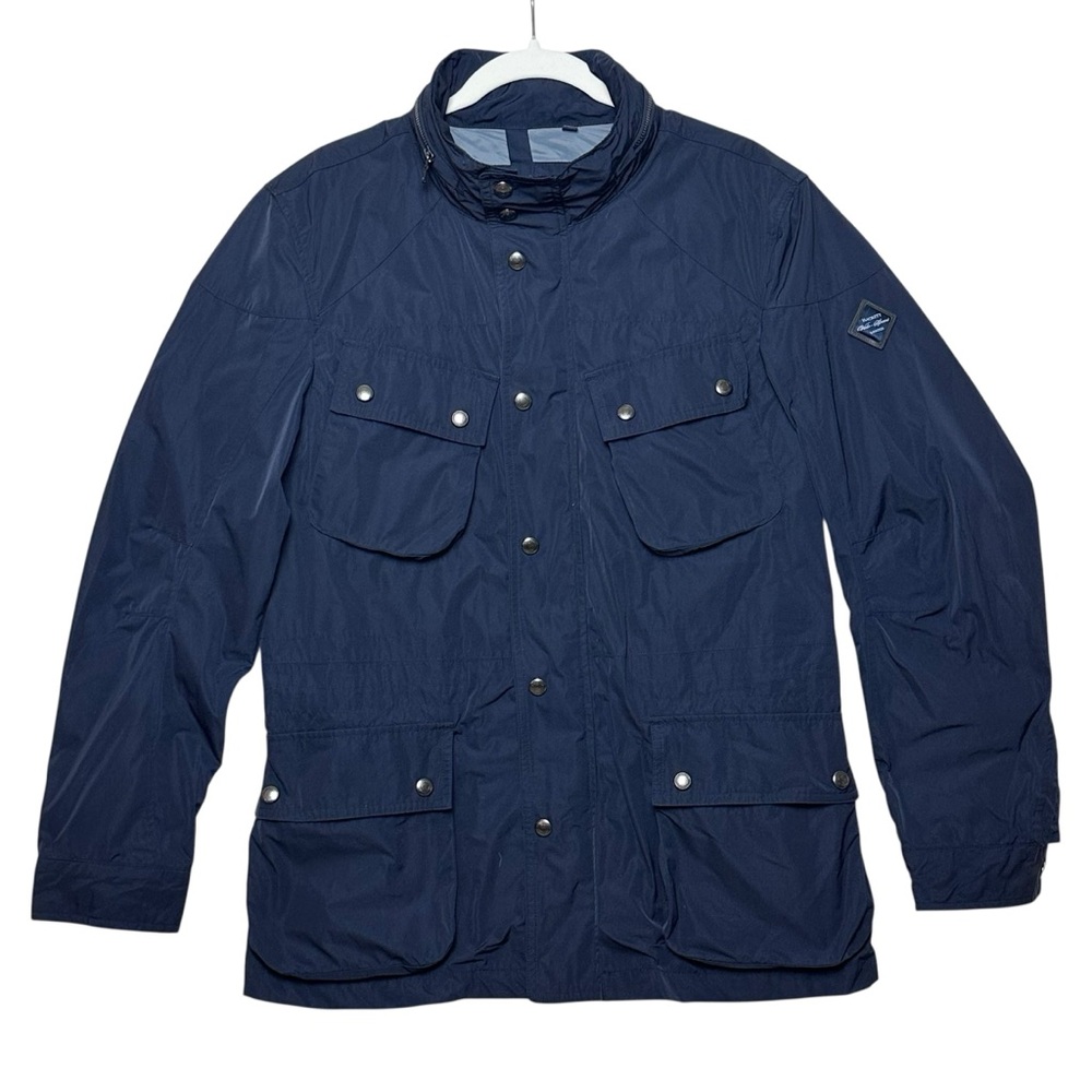 Hackett London Men’s Navy Velo-Speed Field Jacket Hood 4 Pocket Front Lined